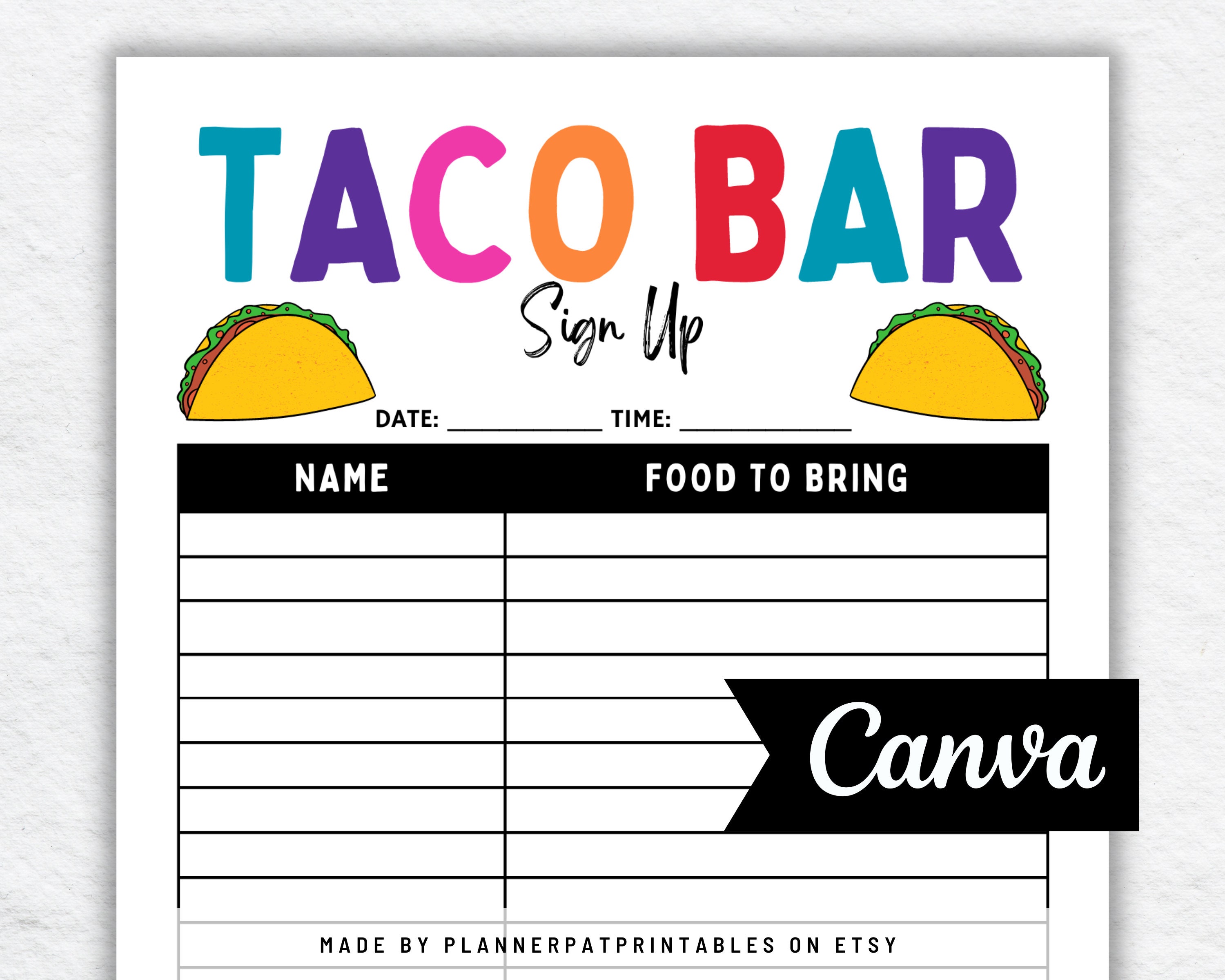 Taco Bar Sign Up Sheet Printable For Mexican Fiesta Potluck 48 OFF Taco Bar Sign Up Sheet Printable For Mexican Fiesta Potluck 48 OFF