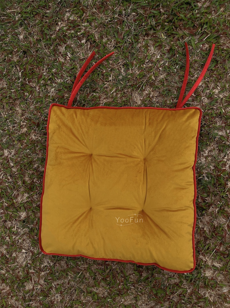 Quadratisches Sitzkissen mit Bindebändern Kissen für Chiar Stuhlkissen aus Samt Dickes Bodenkissen Kissen in Sondergröße Bild 6