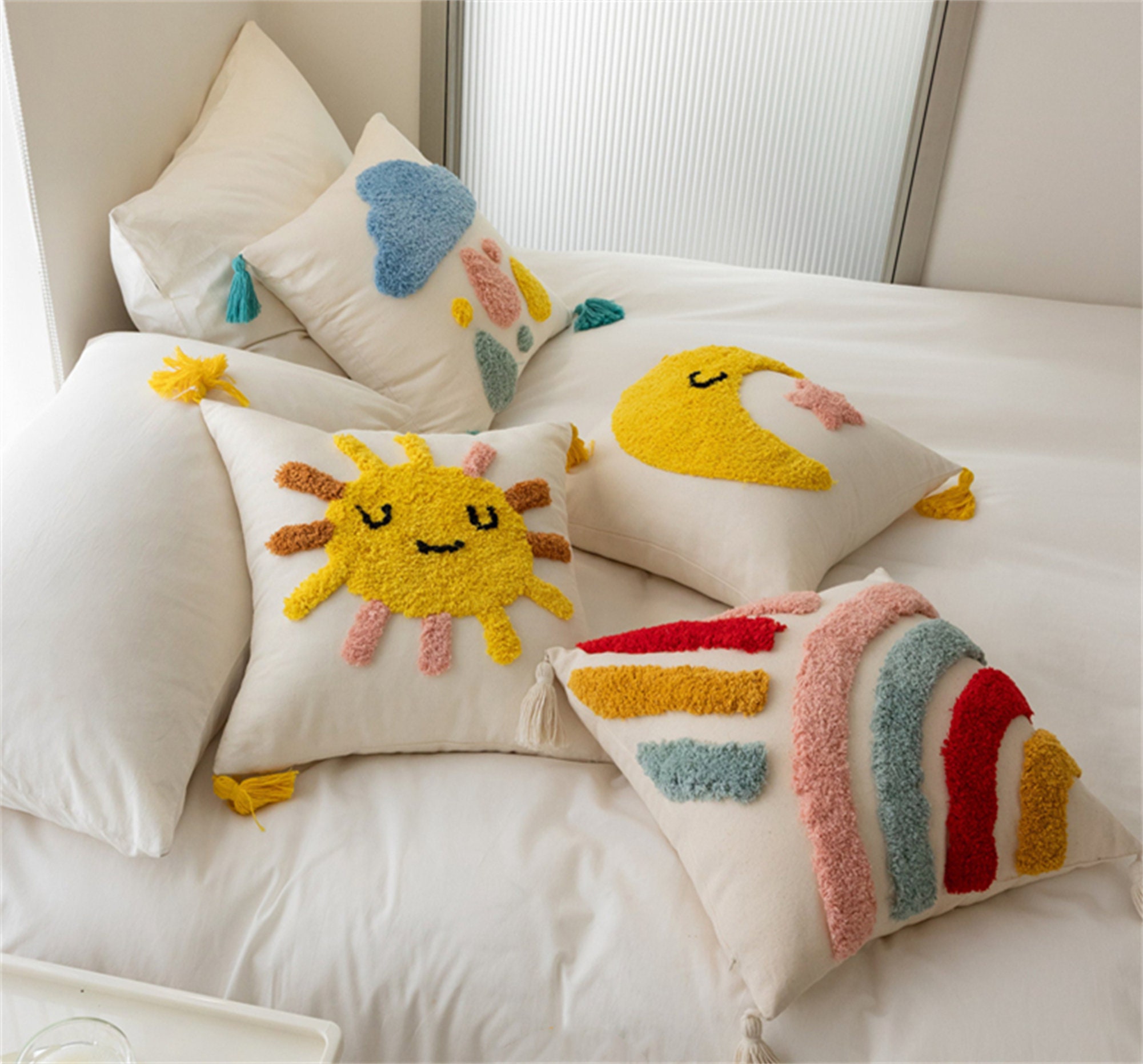  M-Qizi Sun Moon Pillow Covers - Astrology Decor, 18 x