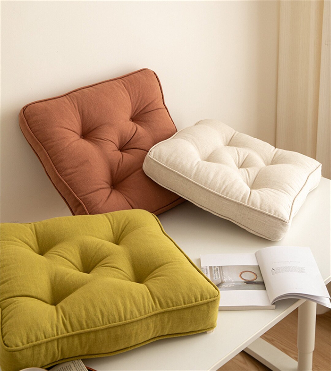 Japanese Cushion/simple Cushion/solid Colour Cushion/dining Etsy