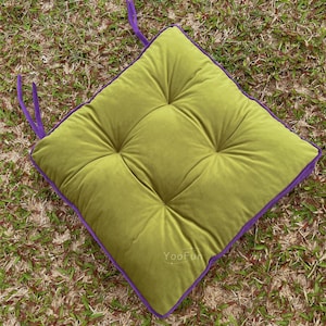 Quadratisches Sitzkissen mit Bindebändern Kissen für Chiar Stuhlkissen aus Samt Dickes Bodenkissen Kissen in Sondergröße Bild 8