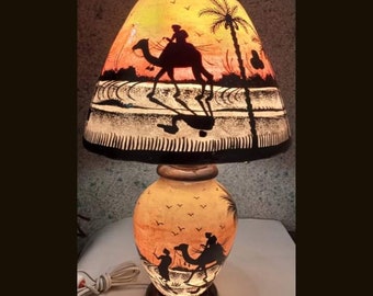 Camel Hand Painted Camel Skin Table Lamp for Room Decor, Unique Lightning Décor for Table, and Perfect Gift for Nature Lovers