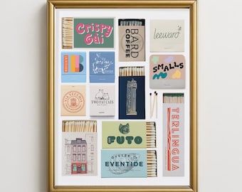 Portland Maine Kunstdruck: Retro Streichholzbrief Collage