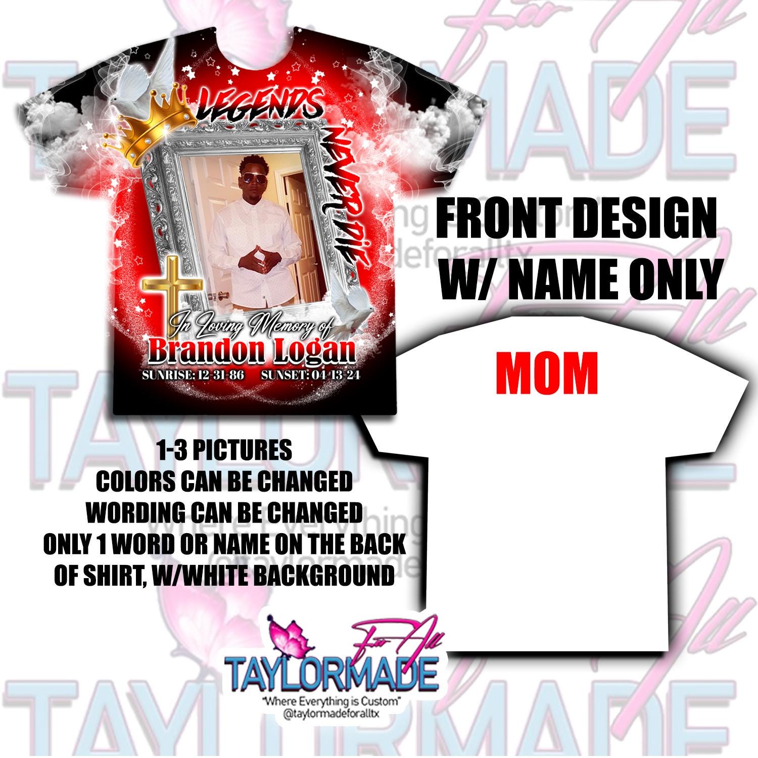 Custom/personalized 3D Crown Memorial/rip in Loving Memory, Remembrance ...
