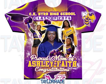 Custom/Personalized 3D Graduation/Dance/Cheer/Basketball/Football/Baseball/Soccer/Band/School Sublimation Over Print Shirts, Front Design