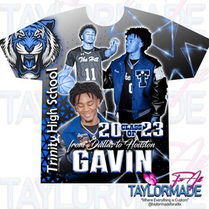 Custom/Personalized 3D Graduation/Dance/Cheer/Basketball/Football/Baseball/Soccer/Band/School Sublimation Over Print Shirts, Front Design