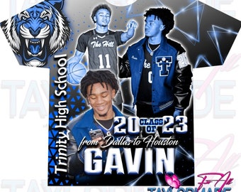 Custom/Personalized 3D Graduation/Dance/Cheer/Basketball/Football/Baseball/Soccer/Band/School Sublimation Over Print Shirts, Front Design