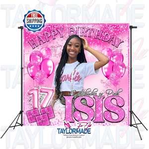 Custom Photo Birthday Backdrop, Sparkle Birthday Party Backdrop, Step Repeat Birthday Banner Party, Birthday, Girl&#39;s Banner Custom