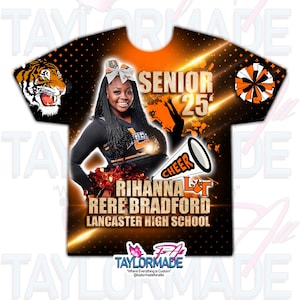 Custom/Personalized 3D Senior Graduation/Dance/Cheer/Basketball/Football/Baseball/School Sublimation Over Print Shirts, Front Design
