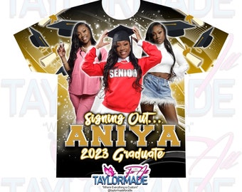 Custom/Personalized 3D Graduation/Dance/Cheer/Basketball/Football/Baseball/Soccer/Band/School Sublimation Over Print Shirts, Front Design
