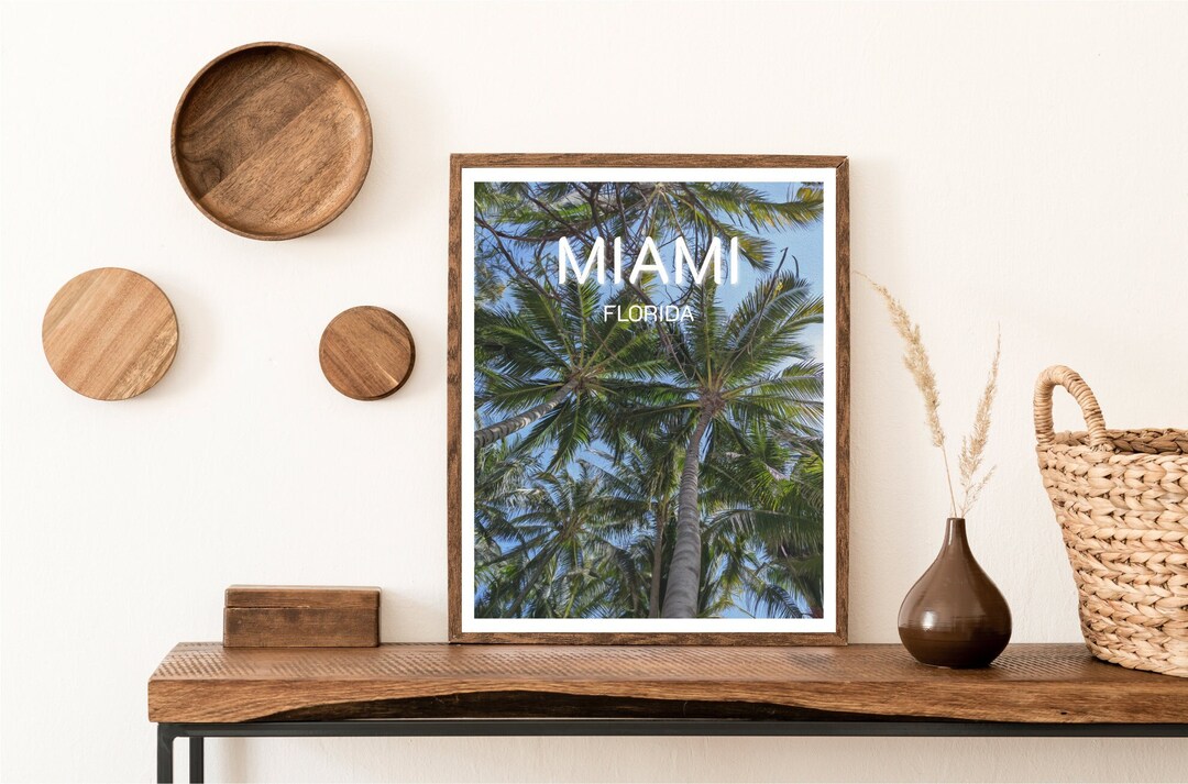 Miami Tree Posters Examples Miami, Florida Palm Tree Travel Poster With Photo | Digital File or ...