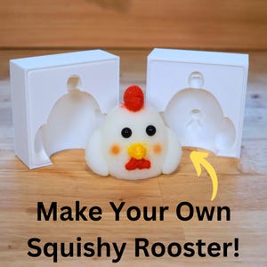 Forma DIY Squishy Rooster | 2-częściowa forma do robienia Kawaii Squishy, Taba Squishies, Chicken Fidget Toys | Łatwa w użyciu | Doskonała do majsterkowania i rzemiosła