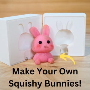 DIY Squishy Bunny Mold | 2-Part Mold for Making Kawaii Rabbit Squishy, Taba Squishies, Fidget Toys | Easy to Use | Great for DIY & Crafts