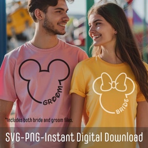 Disneyland Bride and Groom Honeymoon SVG Bundle | Disneyland Just Married SVG | Disneyland Cricut SVG File | Natychmiastowe pobranie