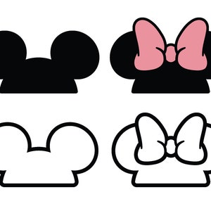 Mickey and Minnie Hat Inspired SVG Bundle | Disneyland Shirt SVG | Disneyland Cricut SVG File | Mickey Mouse Hat Outline | Instant Download