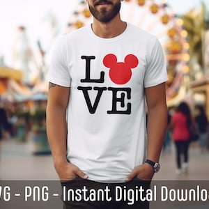 Paquete SVG inspirado en Love Mickey / Disneyland Shirt SVG / Disneyland Cricut SVG File / Mickey Minnie Mouse Outline / Descarga instantánea