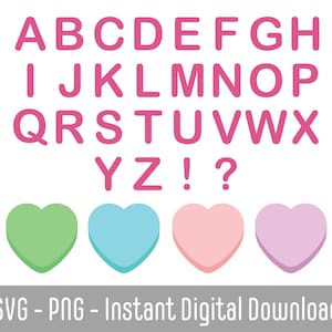 Konversations-Herz SVG |  Valentinstag Süßigkeiten Herz gerundete Buchstaben | Konversation Herz Vorlage für Cricut | Sofort Download