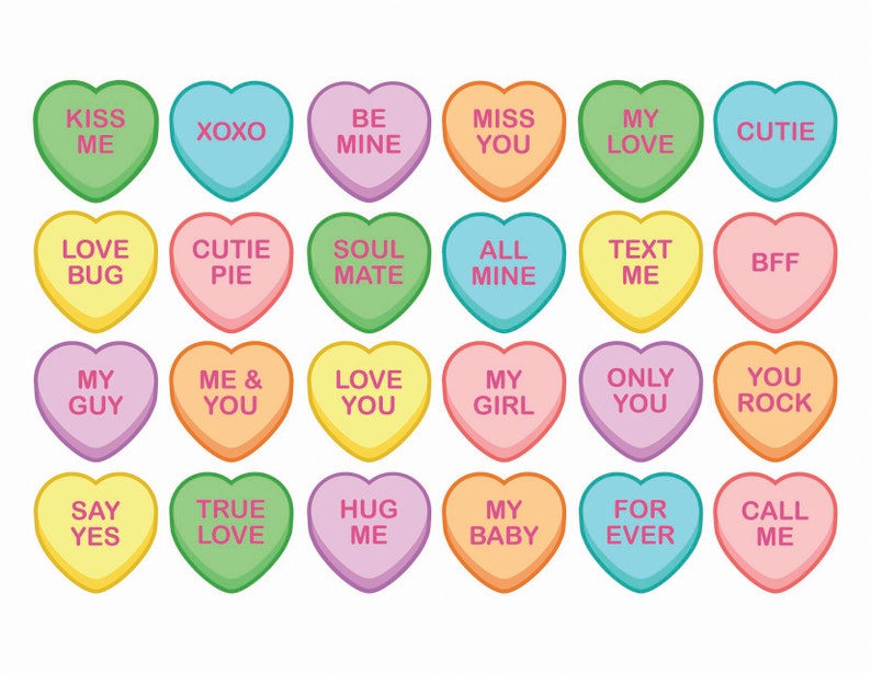 24 Conversation Heart SVG Bundle Valentines SVG Files - Etsy