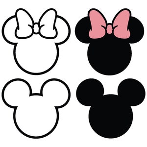 Pacchetto SVG ispirato a Topolino e Minnie / SVG maglietta Disneyland / File SVG Cricut Disneyland / Contorno Topolino Minnie Mouse / Download immediato