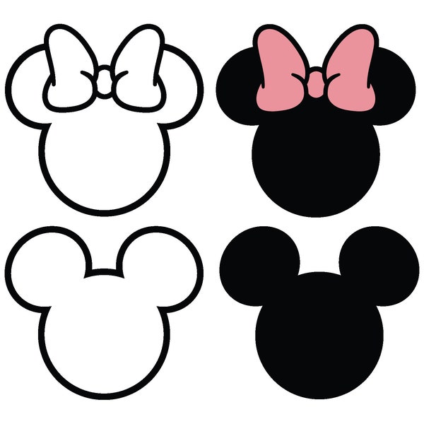 Lot SVG inspiré de Mickey et Minnie | Chemise Disneyland SVG | Fichier SVG Cricut Disneyland | Contour de Mickey Minnie | Téléchargement instantané