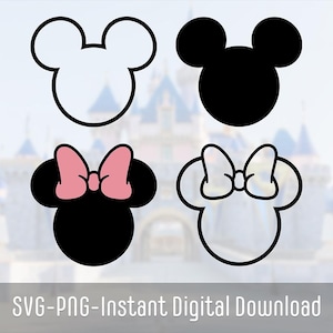 ミッキーとミニーをモチーフにしたSVGバンドル | ディズニーランドシャツSVG | ディズニーランドCricut SVGファイル | ミッキーミニーマウスのアウトライン | すぐにダウンロード
