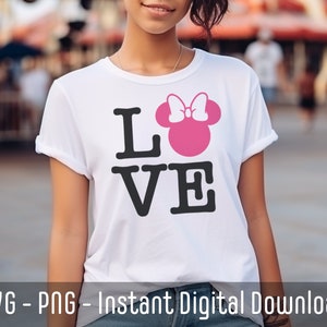 Paquete SVG inspirado en Minnie Mouse / Camiseta SVG de Disneyland / Archivo SVG de Cricut de Disneyland / Contorno de Mickey Minnie Mouse / Descarga instantánea