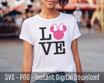 Paquete SVG inspirado en Minnie Mouse / Camiseta SVG de Disneyland / Archivo SVG de Cricut de Disneyland / Contorno de Mickey Minnie Mouse / Descarga instantánea
