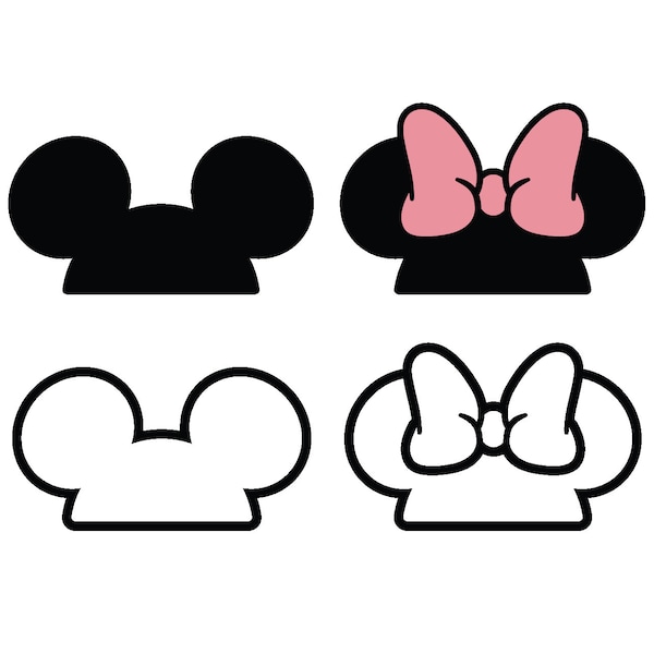 Mickey and Minnie Hat Inspired SVG Bundle | Disneyland Shirt SVG | Disneyland Cricut SVG File | Mickey Mouse Hat Outline | Instant Download