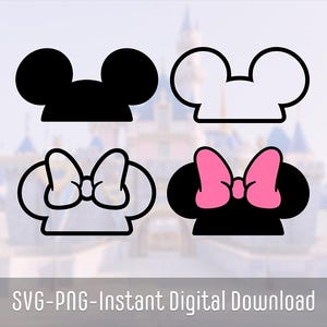 Mickey and Minnie Hat Inspired SVG Bundle | Disneyland Shirt SVG | Disneyland Cricut SVG File | Mickey Mouse Hat Outline | Instant Download