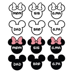 Mickey Familie Name SVG Bündel | Disneyland Shirt SVG | Disneyland Cricut SVG-Datei | Micky und Minnie Maus svg | Sofort Download