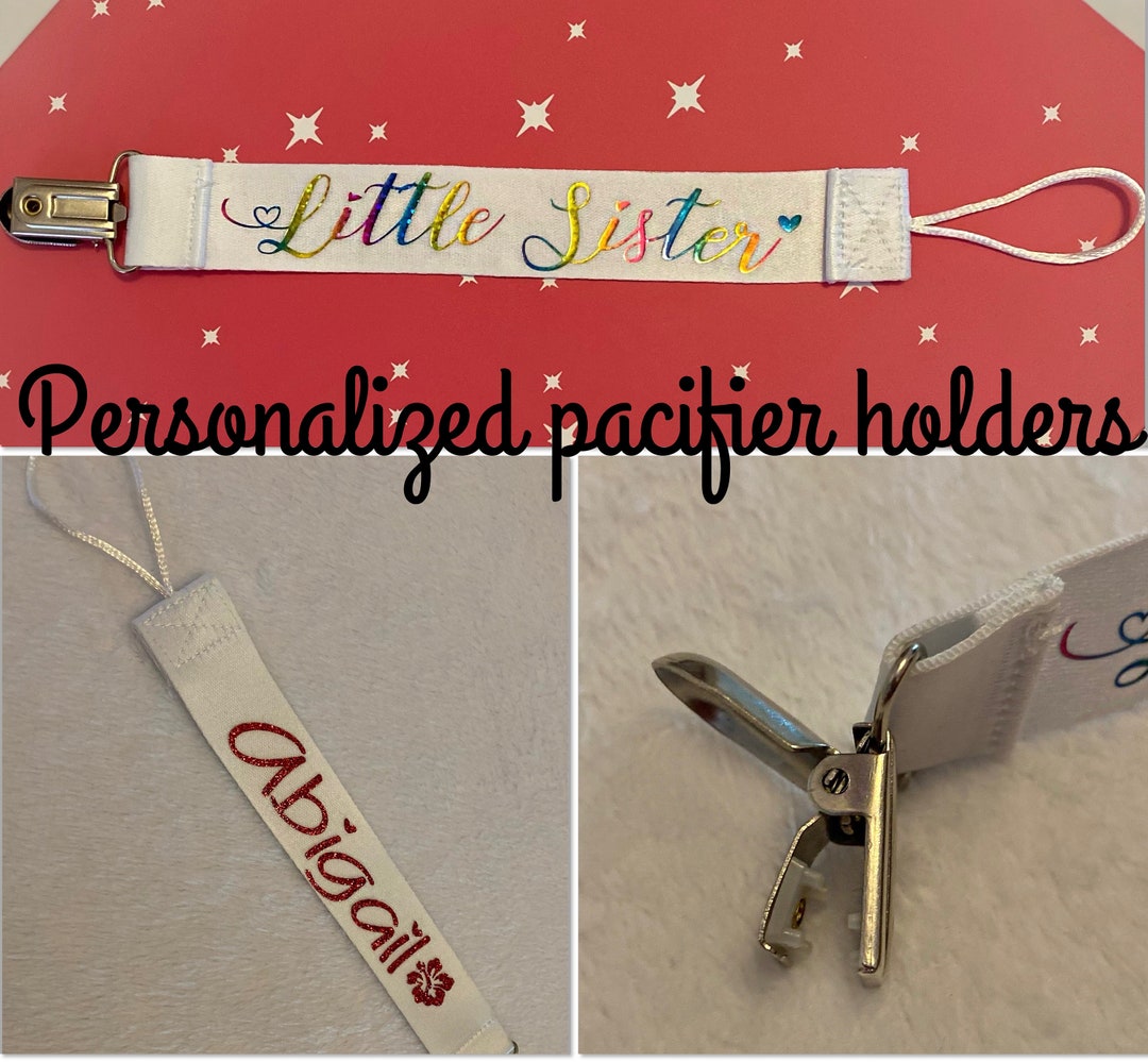Personalized Pacifier Holder/clip Fabric & Double Sided Etsy