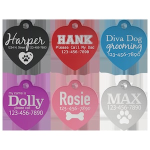 Heart-Shaped Pet Name ID Tag | Custom Laser-Engraved Pet Name Tags for Pet Dog and Cats | Personalized Dog Tags with Name for Pet Lover Gift