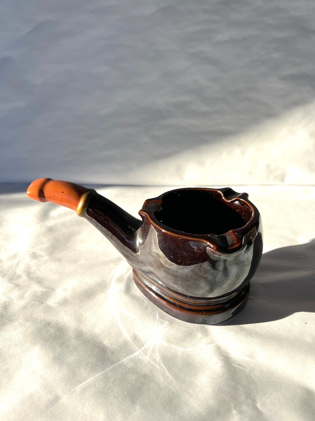 Vintage 1960s Pipe Shaped Ashtray, MCM Large Pipe Ashtray, Collectible ...