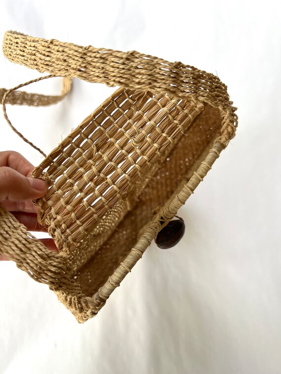 Handmade Woven Heart Shaped Bag, Unique Summer Sh… - image 5