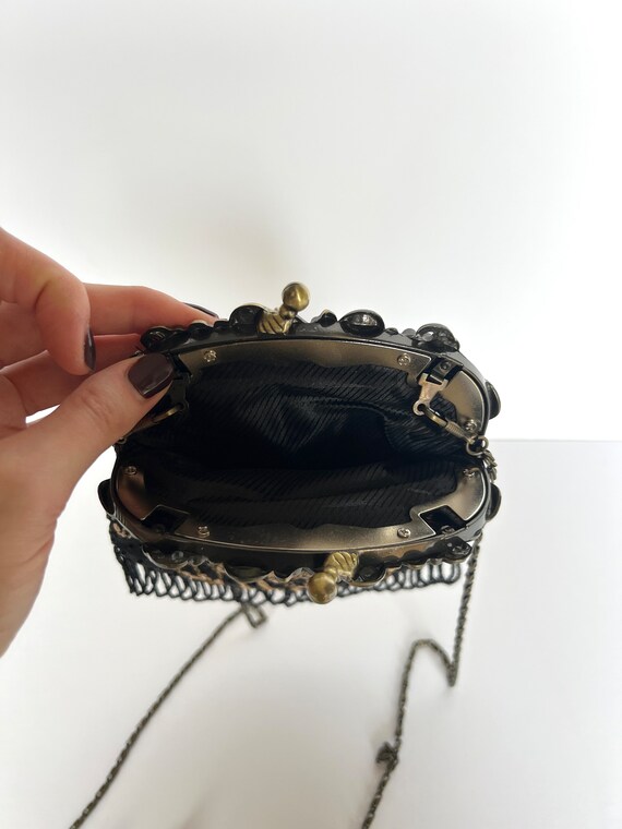 Vintage Sequin Beaded Metal Frame Handbag with Be… - image 6