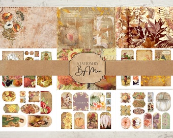 Fall Autumn Ephemera, Tags, Junk Journal Decor Pages, Printable