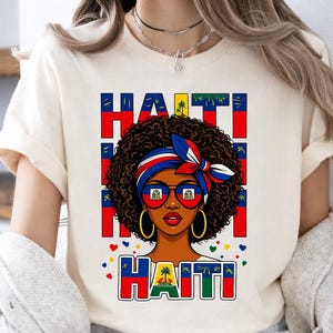 Haití PNG, Diseño de sublimación de niña haitiana, Mujer afro PNG, Orgullo caribeño, Magia de niña negra, Diseño de bandera de Haití, Descarga digital