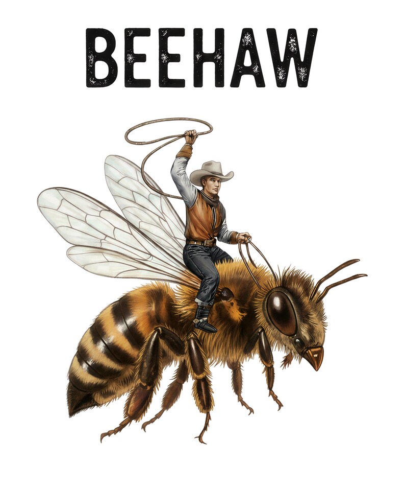 Bee Riding Bull Beehaw PNG: Cowboy Riding Bee PNG, Funny Western Bee PNG, Country ...