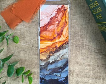 Earth layers, alcohol ink print, bookmark, unique gift, handmade, for book lovers