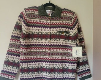 Vintage NWT Susan Bristol Striped Fairisle Shetland Wool Sweater