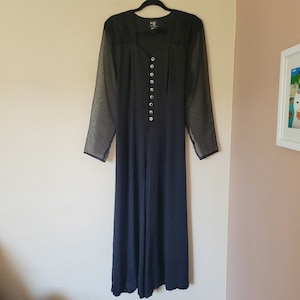 Vintage 80s Long Sleeve Palazzo Wide Leg Jumpsuit