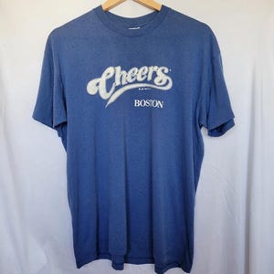 Vintage 80s Cheers Boston Single Stitch Tee T-shirt Blue Stedman Size XL