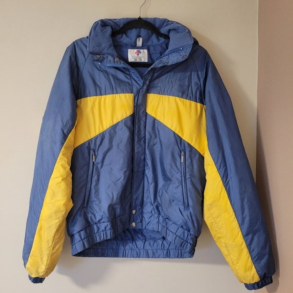DESCENTE VINTAGE MEN'S SKI JACKET 80' BLUE SINGAPORE BOMBER