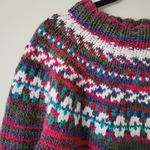 Retro Nordic Fair Isle Geometric Pattern Crew Neck Pullover Christmas Sweater main image 1