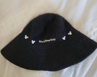 Sombrero de pescador vintage de Disney con ala grande, mezcla de lana y pelo de conejo de angora, Mickey