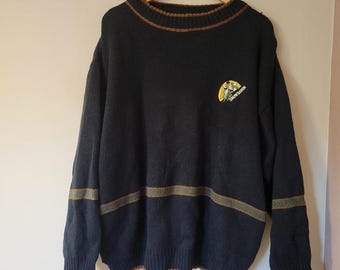 Suéter de rayas estilo boyfriend de punto vintage para después del esquí, estilo grunge, para snowboard, talla grande