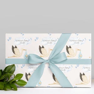 Wrapping Paper for Baby Shower, Custom, Stork, Baby Boy, baby Girl, Modern Gift Wrap Papers