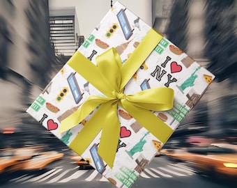 Wrapping Paper, NYC Gift Wrap, New York City Design, Big Apple, Times Square, New Years Eve Decoration, Party Supplies