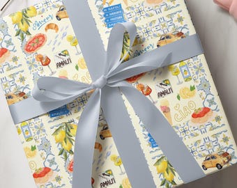 Wrapping Paper, Positano, Italy Theme, Amalfi Coast, Wedding in Italy, Capri Limoncello, Italy Custom Gift Wrap, Holiday, Italian Occasion,