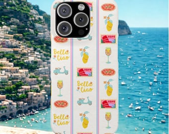 Slanke telefoonhoesjes, Italiaanse zomer, Amalfikust, citroenthema, iPhone-hoesje, telefoonhoesje Italië, cadeau Italië, trendy hoesje
